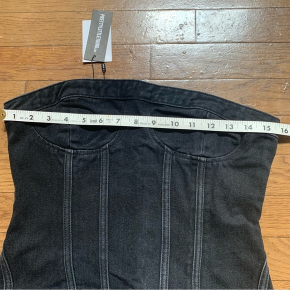 PrettyLittleThing Washed Black Seam Front Denim Mini Dress USA 8 , UK 12 Black - Picture 11 of 14